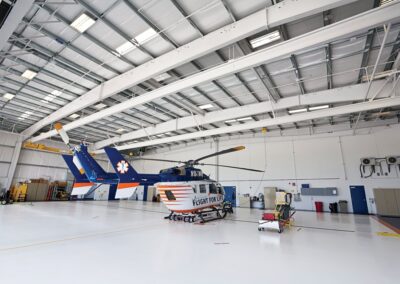 helicopter inside a hangar